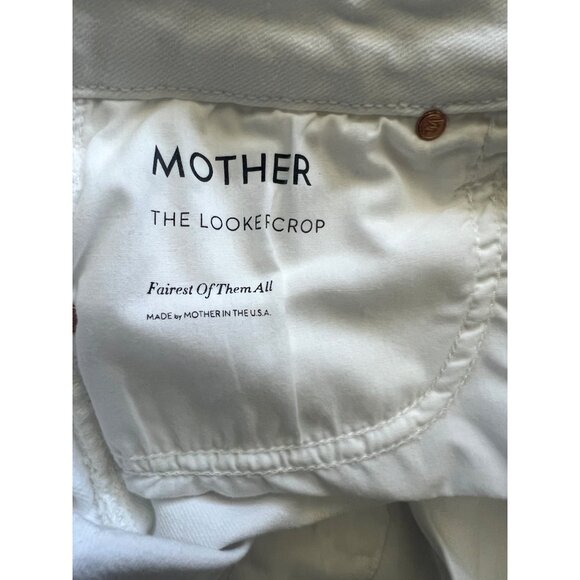 Mother The Looker Crop Jeans Fairest Off Them All White Denim Shorts Size 28 - Picture 4 of 16